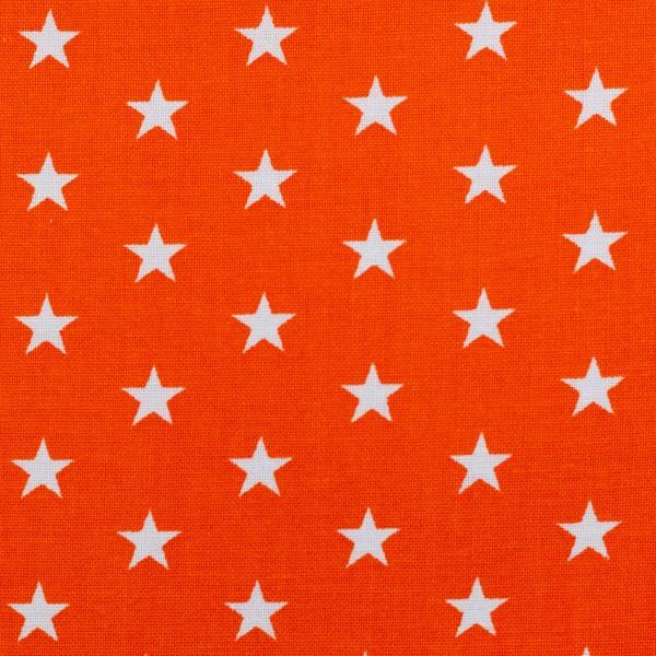 Baumwoll Druck Sterne Orange/Weiß  Ø 1 cm